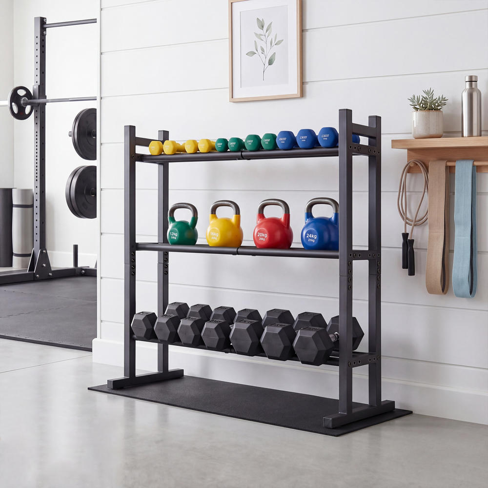 헤비 듀티 3단 덤벨 랙, 분체 도장된 스틸 중량물 보 - Fitness Equipment 리뷰 및 가격