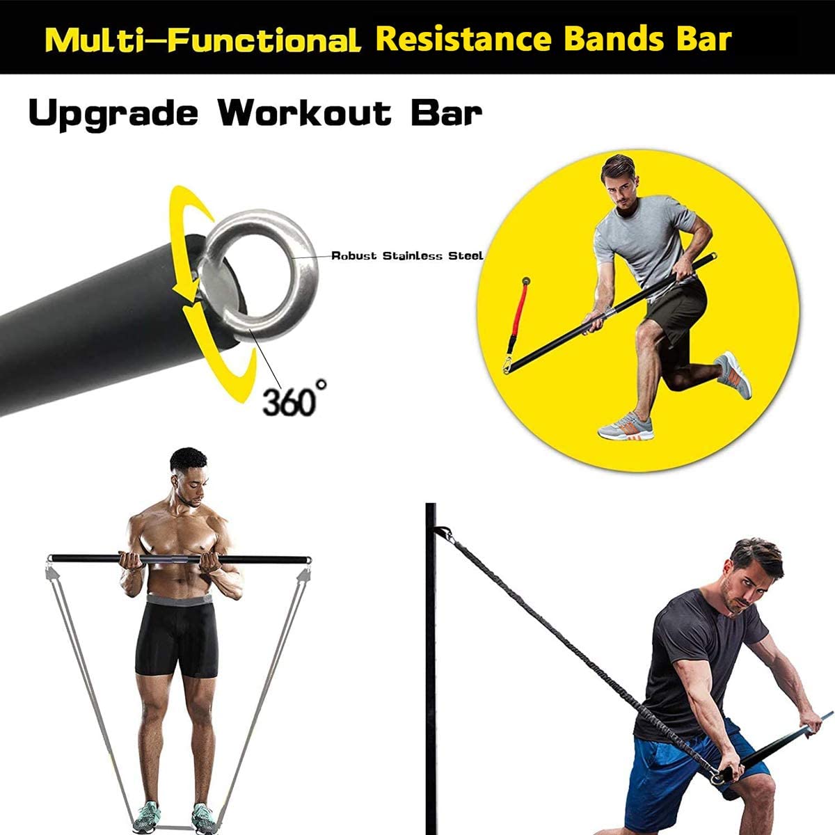 150lb 피트니스 부티 저항 탄성 밴드 운동 훈련 홈 - Pilates Bar Kit With Resistance Bands 리뷰 및 가격