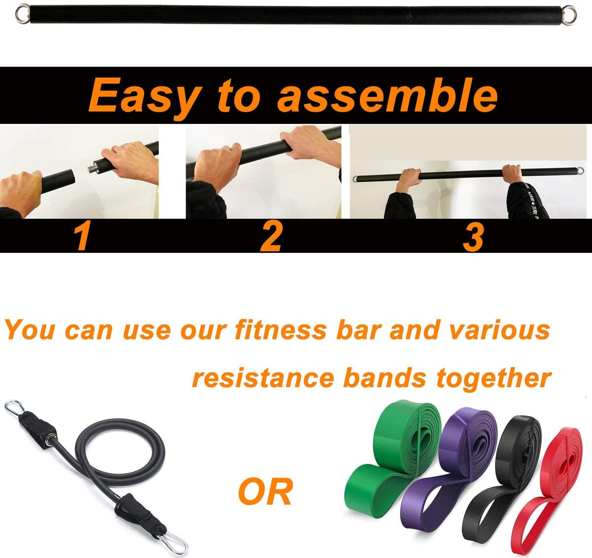 150lb 피트니스 부티 저항 탄성 밴드 운동 훈련 홈 - Pilates Bar Kit With Resistance Bands 리뷰 및 가격